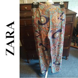Zara Basic Peacock Palazzo Pants L EUC